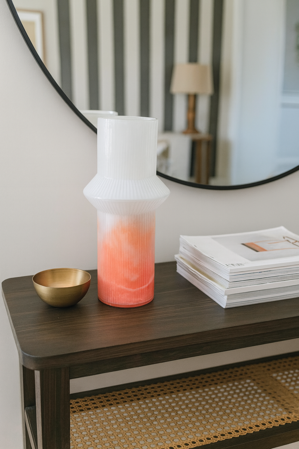 Coral Frost Ribbed Vase