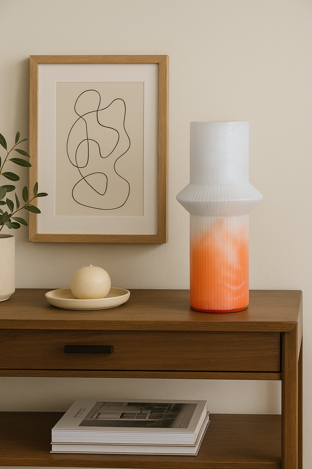 Coral Frost Ribbed Vase