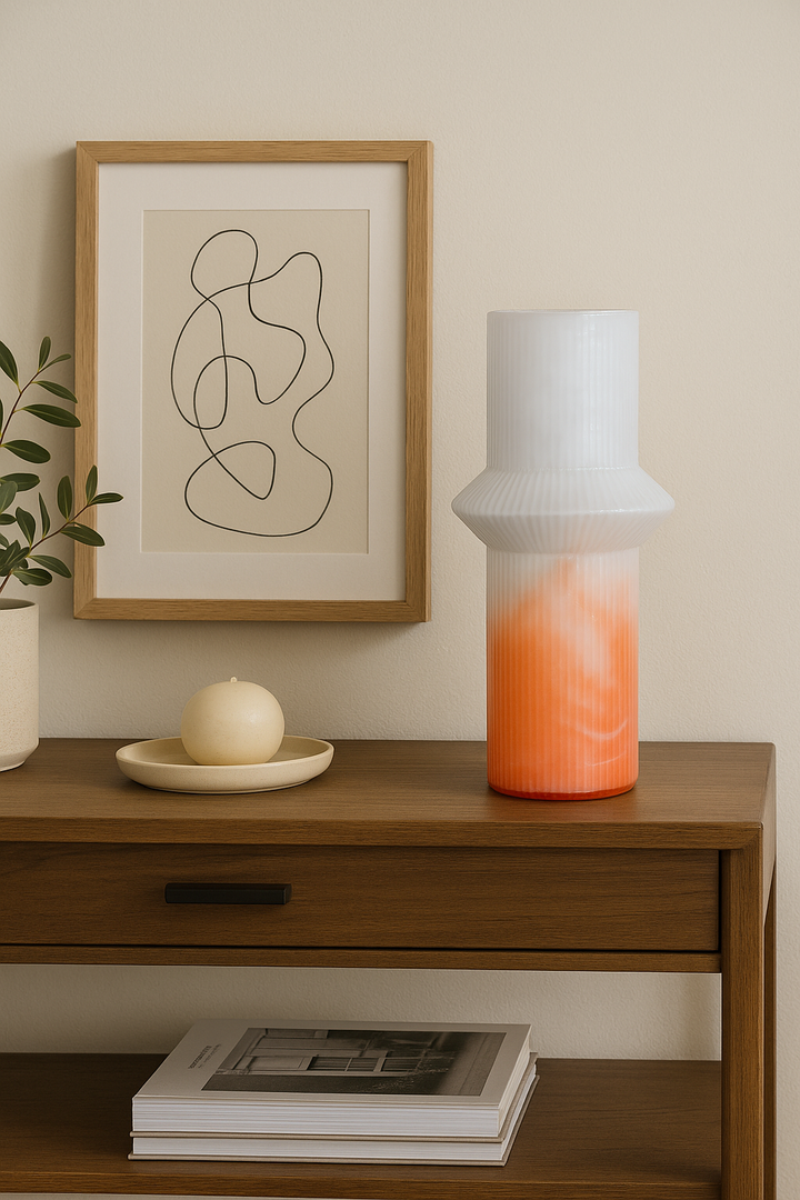 Coral Frost Ribbed Vase