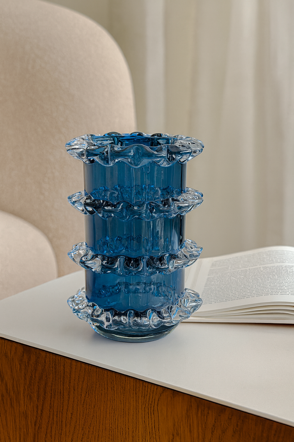Celestine Ripple Glass Vase