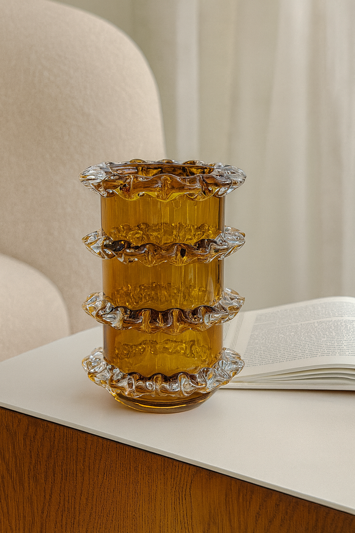 Celestine Ripple Glass Vase