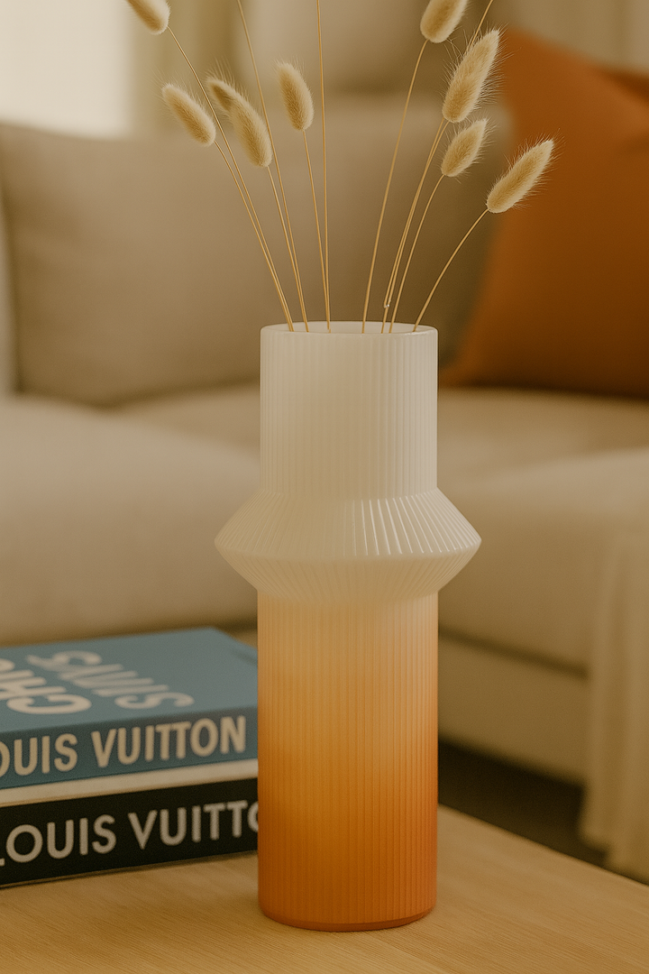 Coral Frost Ribbed Vase