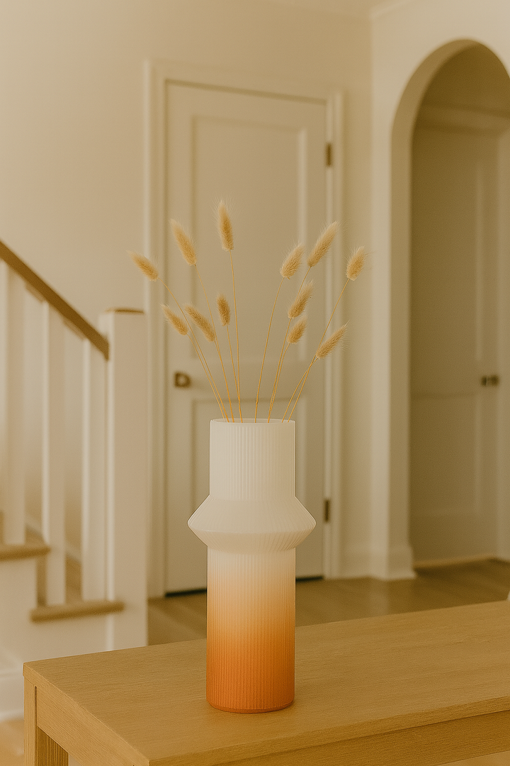 Coral Frost Ribbed Vase