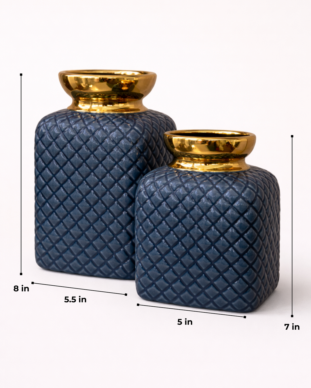 Regal Lattice Blue Vase Set