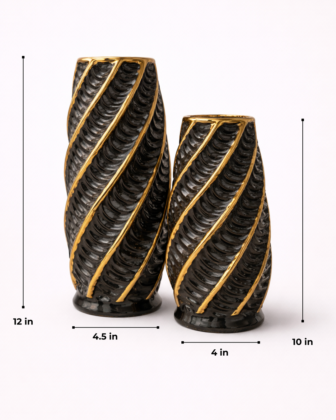 Obsidian Swirl Vase Set