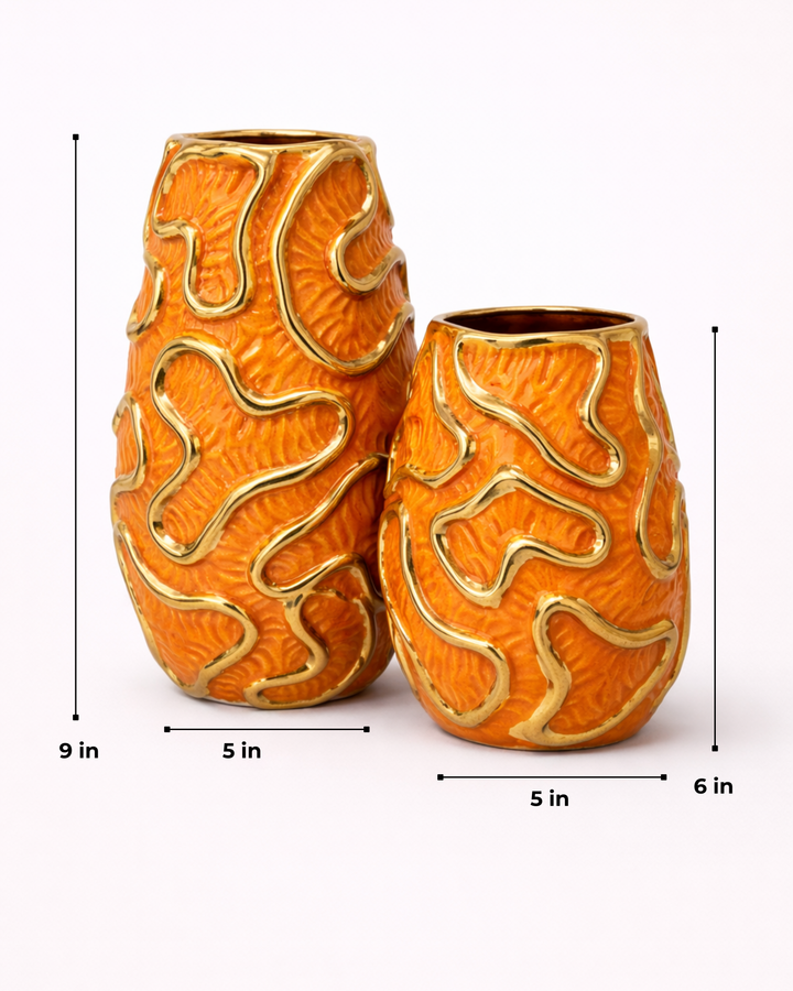 Amber Swirl Vase Set
