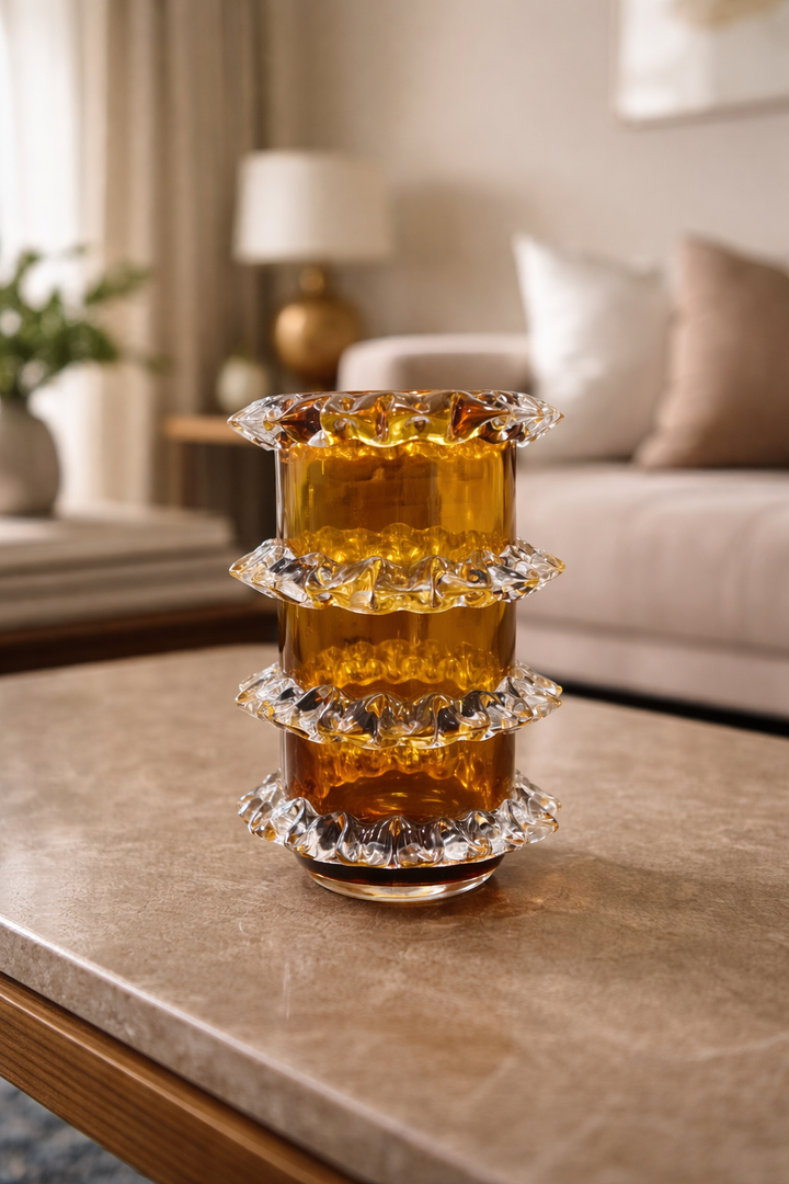 Celestine Ripple Glass Vase