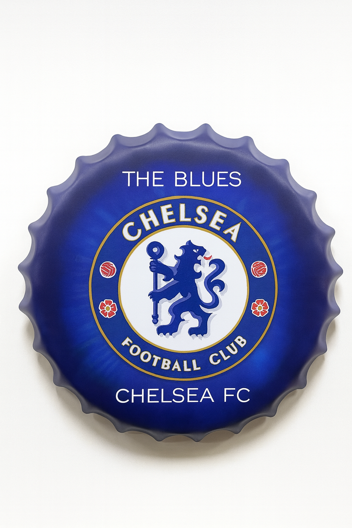 Chelsea Blue Metal Bottle Cap Wall Decor