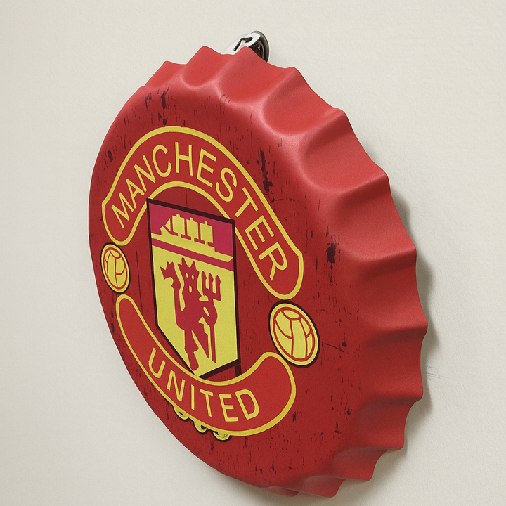 Manchester Red Metal Bottle Cap Wall Decor