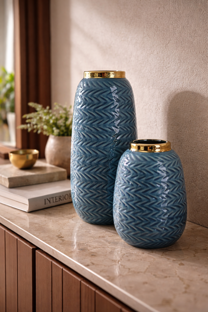 Bluewave Elegance Duo Vase Set