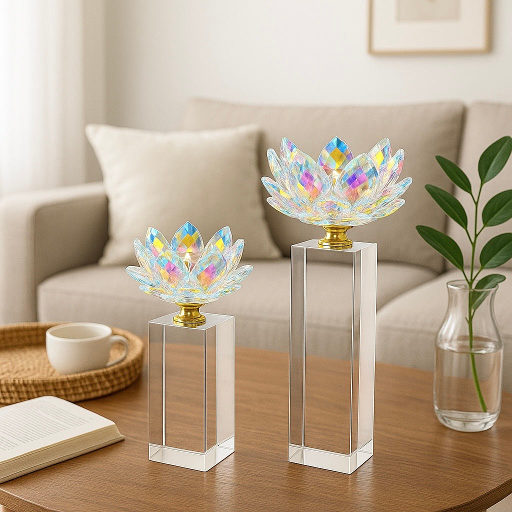 Lotus Crystal Candle Holder Set