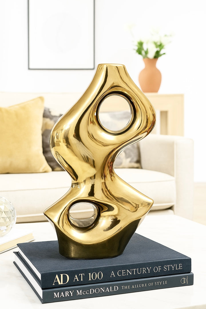 Orion Abstract Gold Ceramic Vase