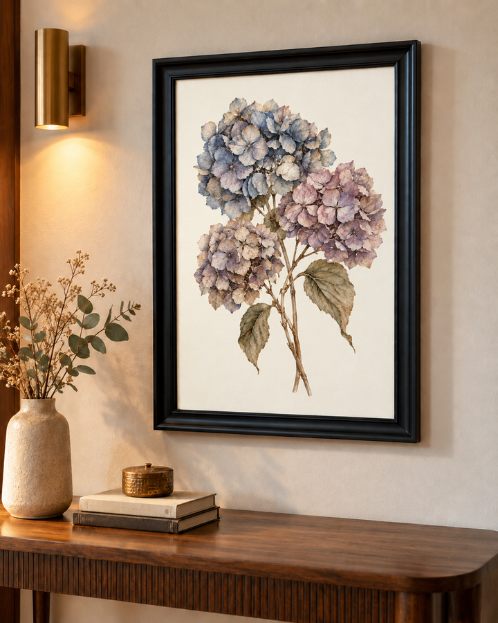 Dried Hydrangea Cluster Wall Art