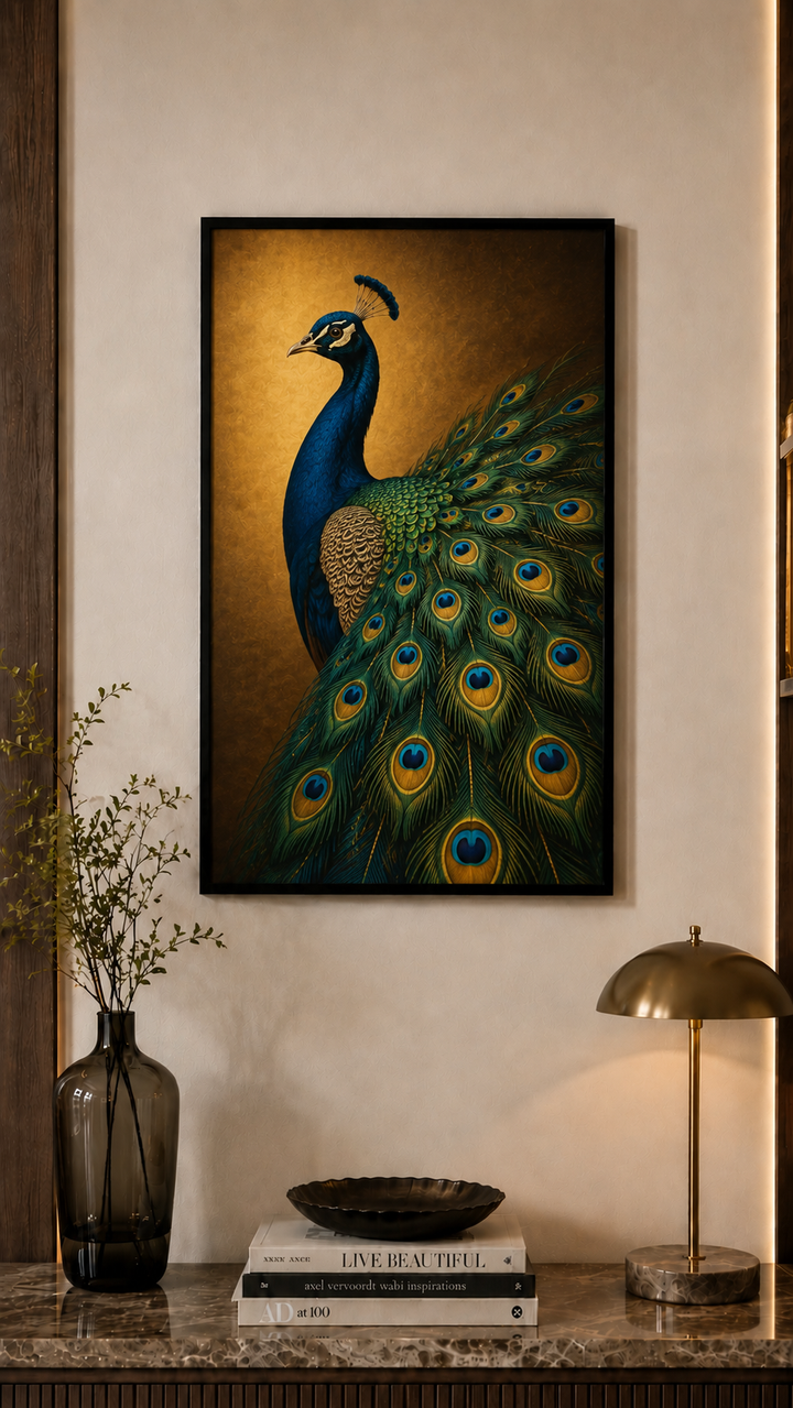 Emerald Plume Peacock Canvas Wall Art