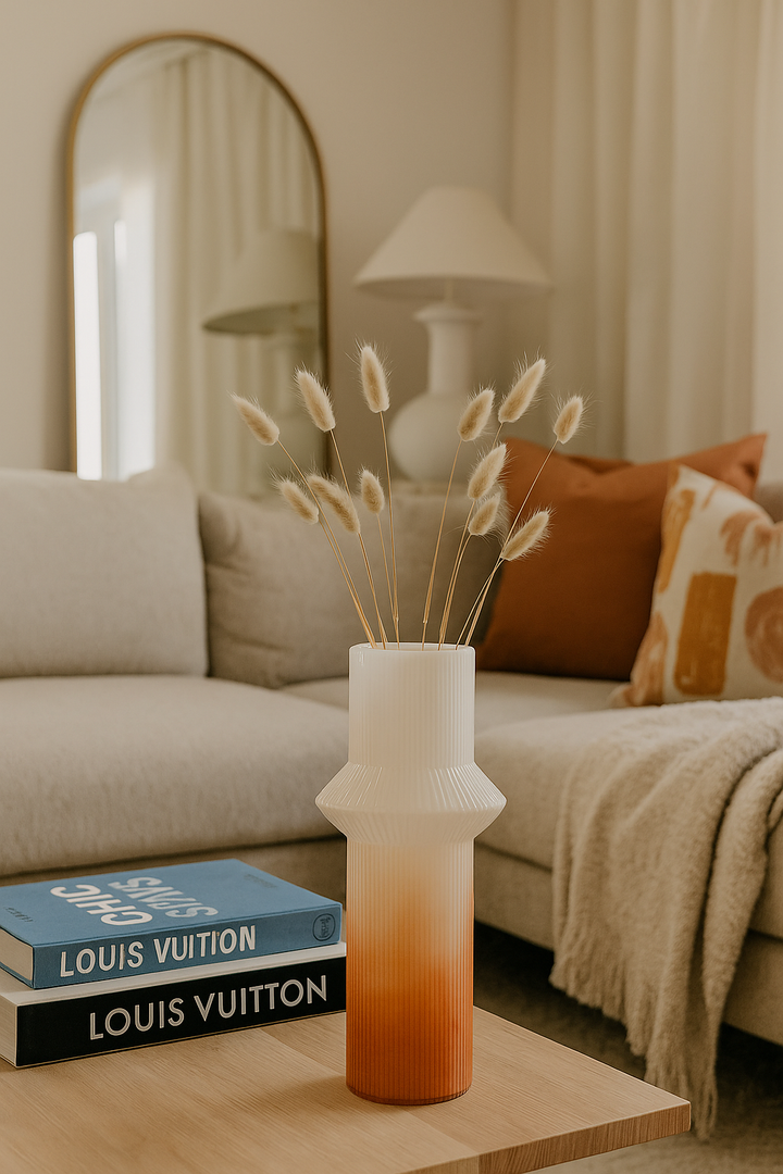 Coral Frost Ribbed Vase