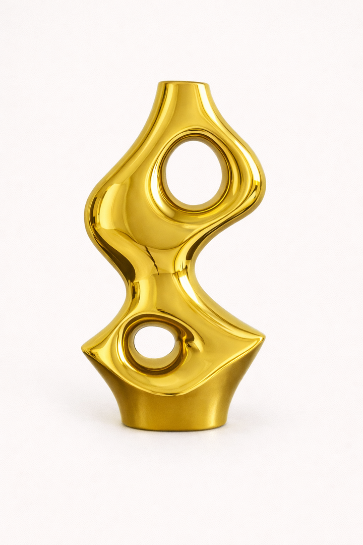 Orion Abstract Gold Ceramic Vase