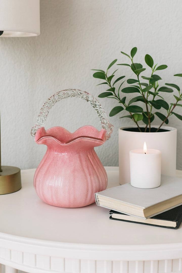 Rosella Bloom Glass Basket Vase