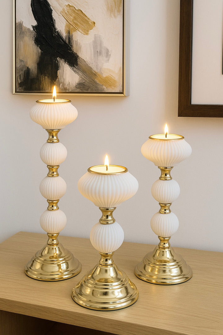 Ivory Grandeur Candle Holder Set