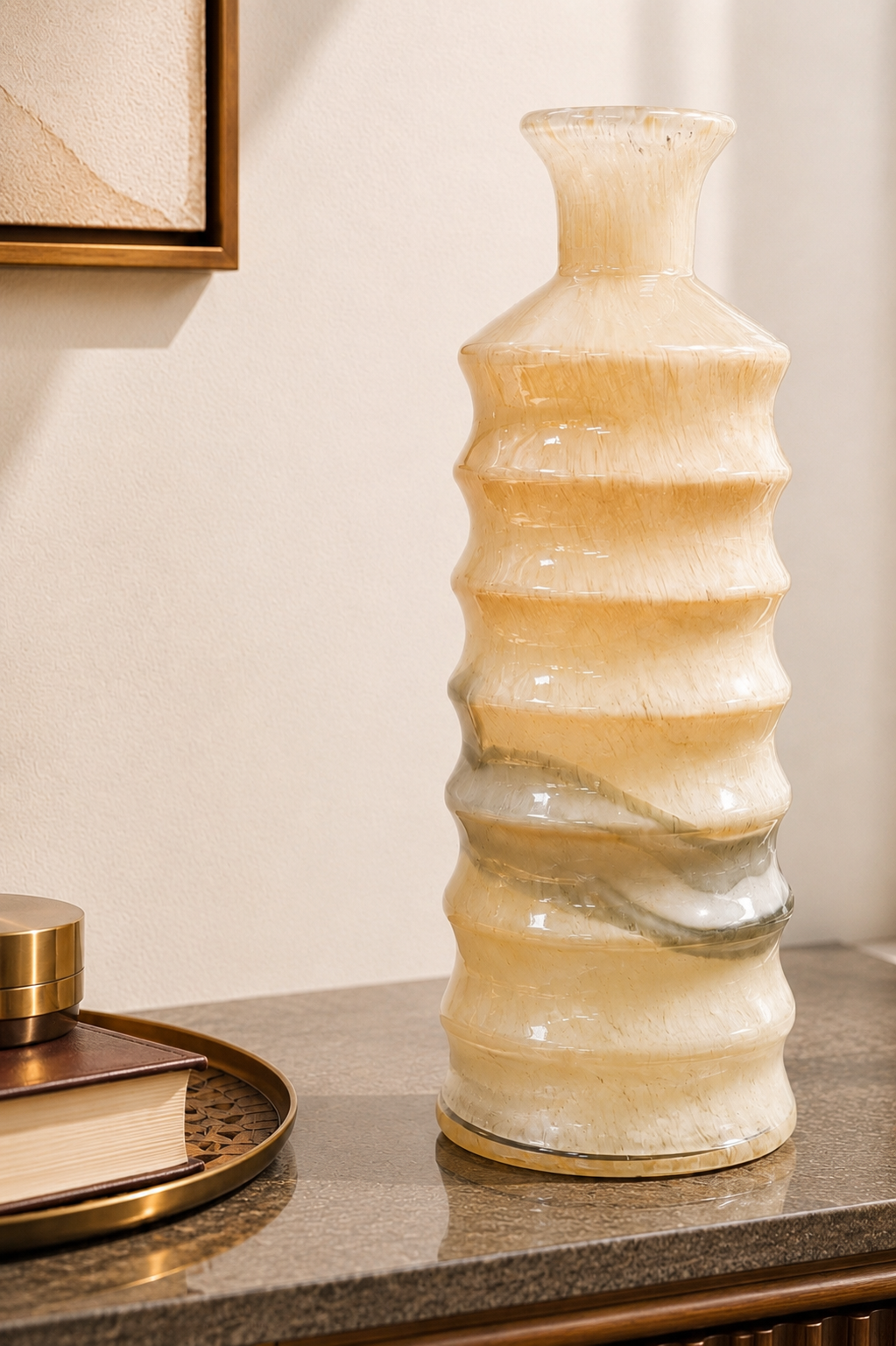 Golden Crest Ribbed Vase