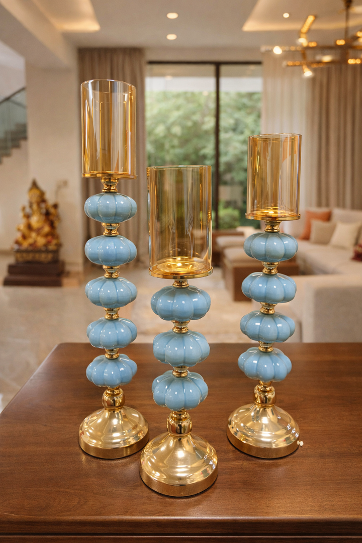 Azure Royale Candle Holders - Set of 3