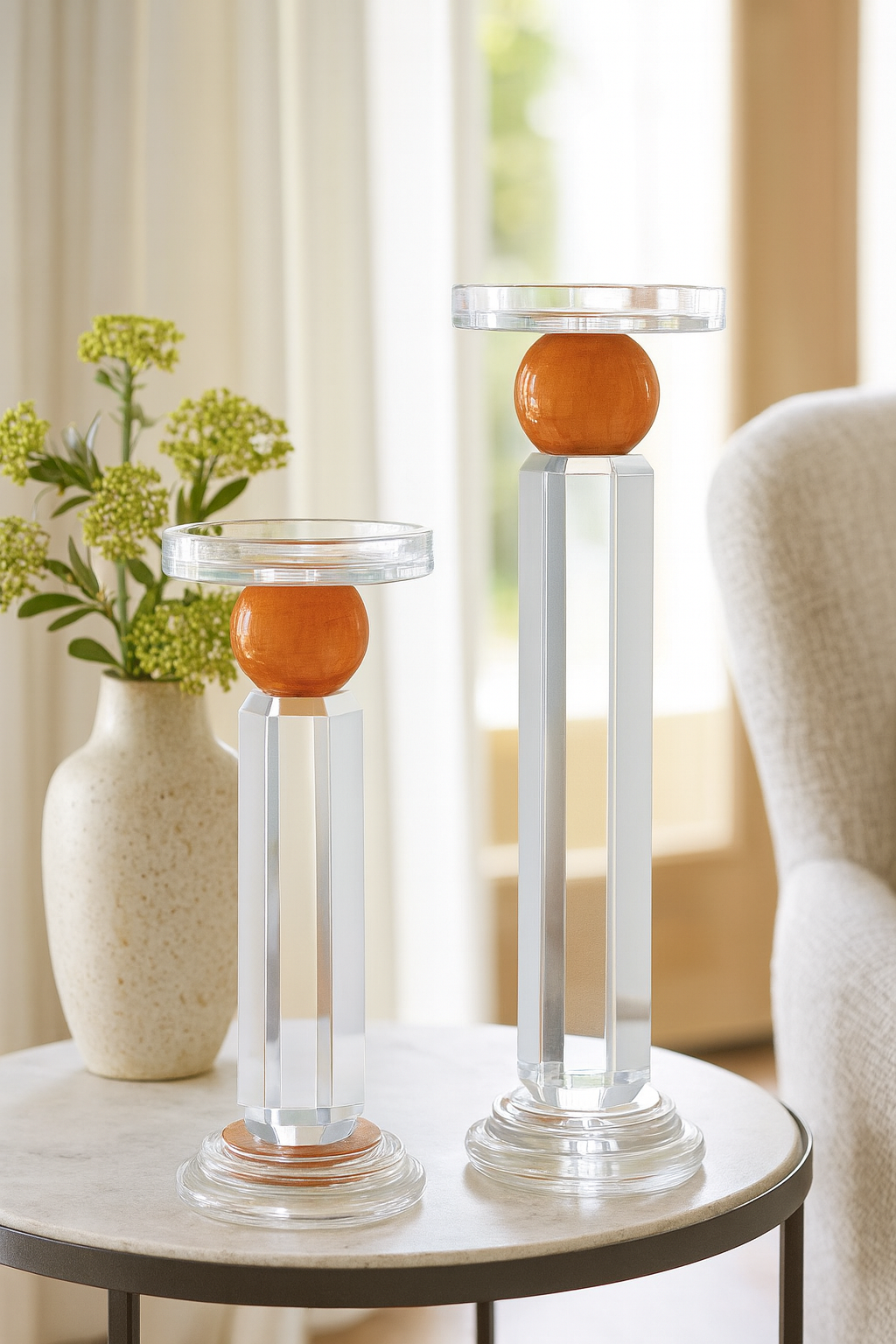 Lumine Sph√®re Crystal Candle Holder Set