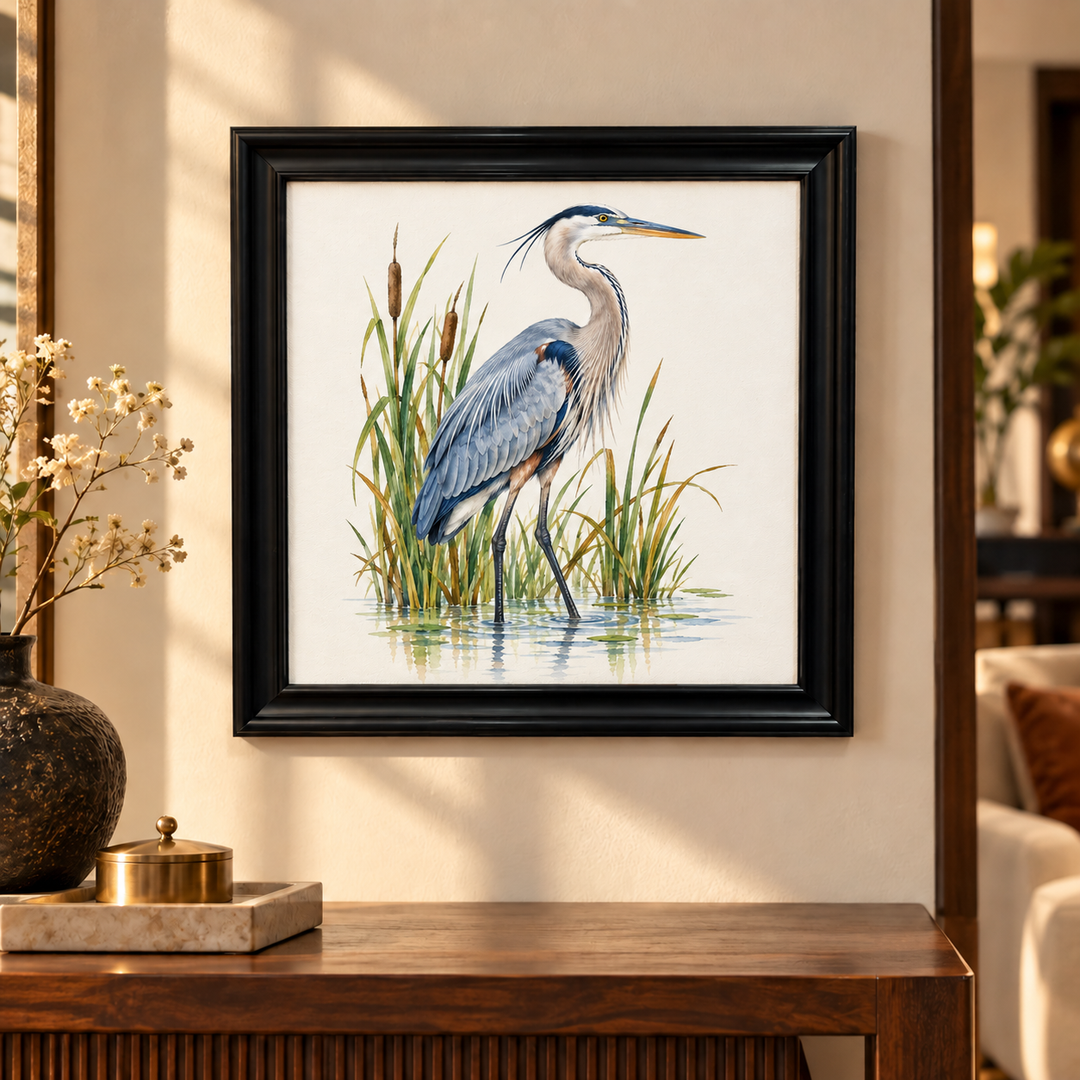 Great Blue Heron Wading Wall Art