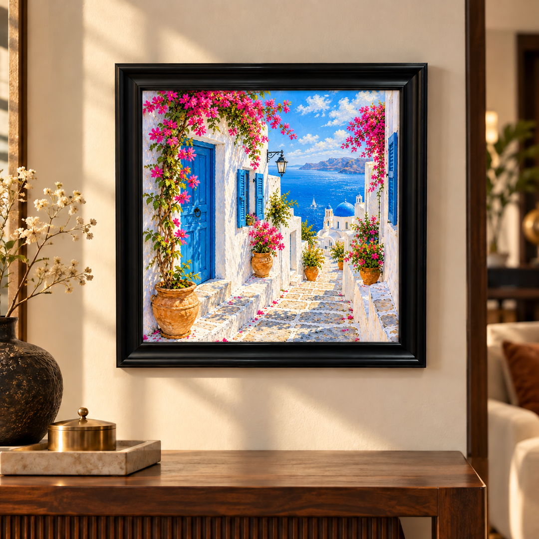 Greek Island Whitewashed Alley Wall Art
