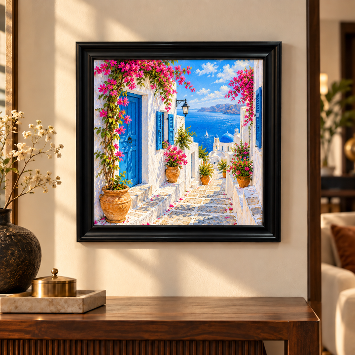 Greek Island Whitewashed Alley Wall Art