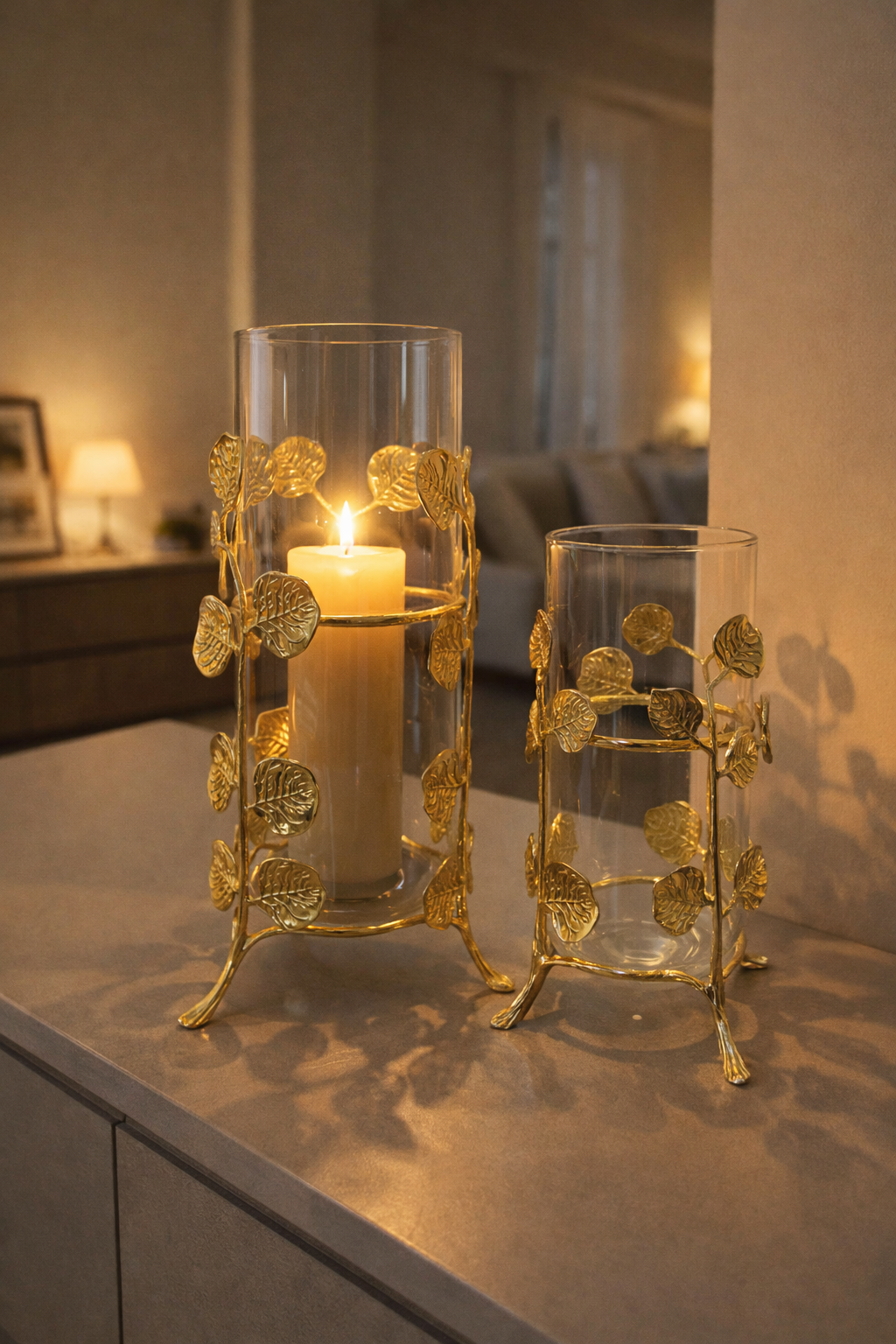 Gilded Petals Candle Stand Set