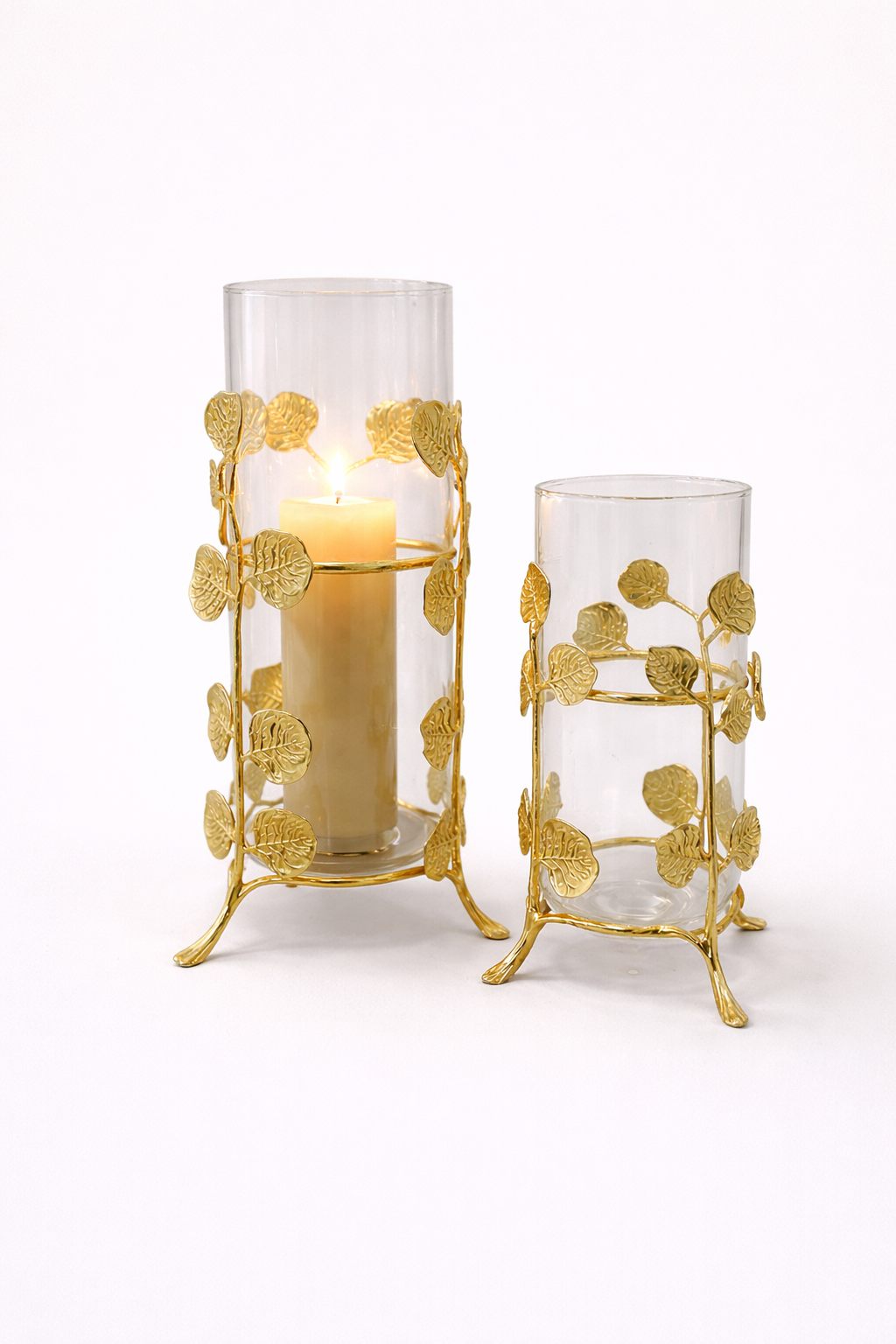 Gilded Petals Candle Stand Set