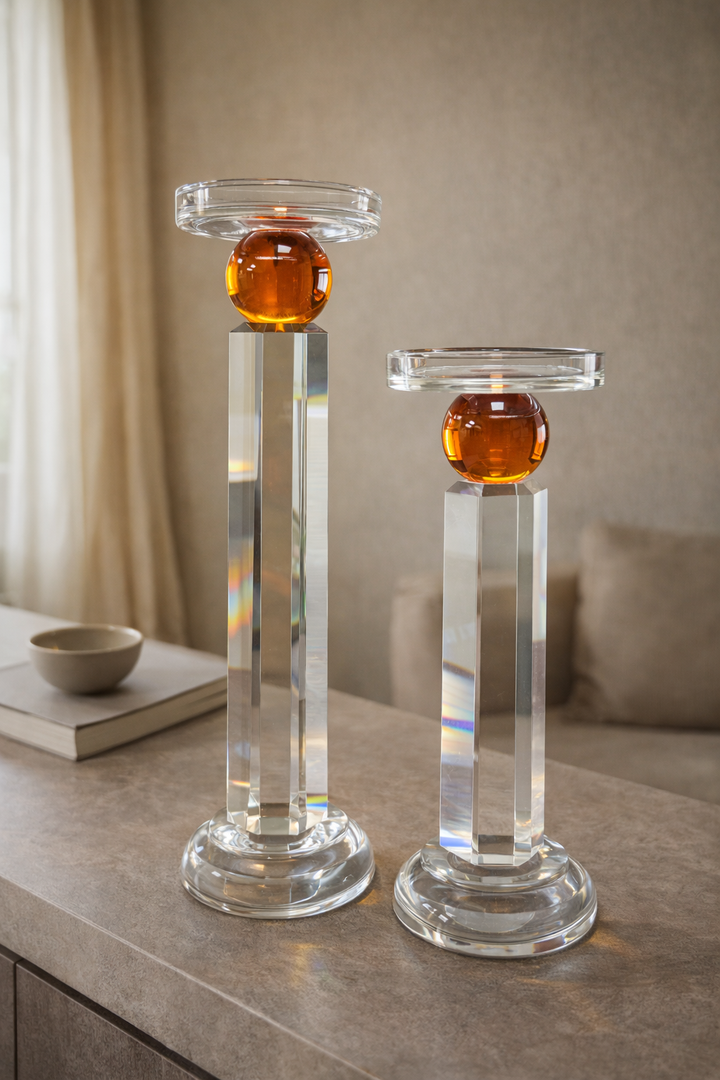 Lumine Sphere Crystal Candle Holder Set