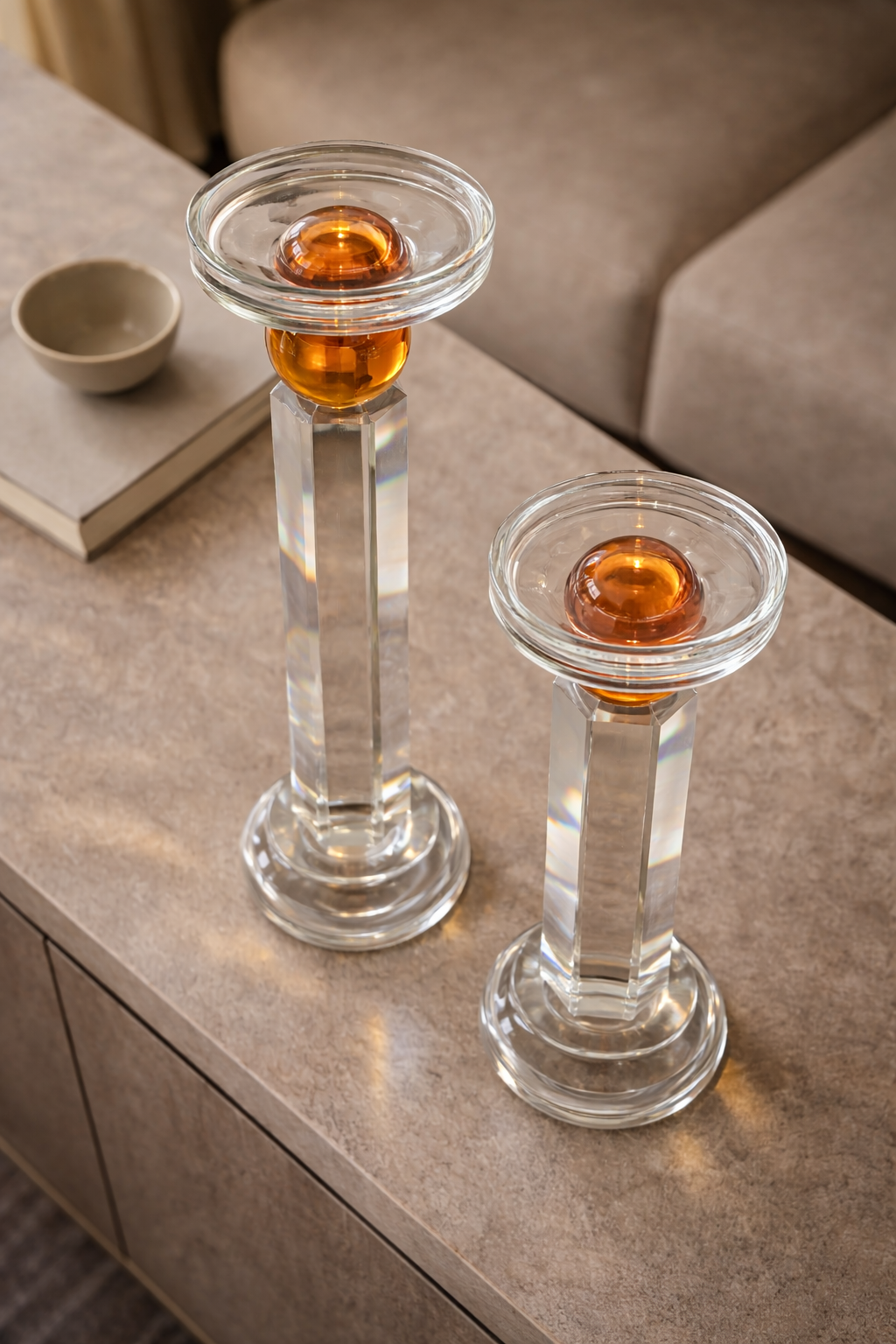 Lumine Sphere Crystal Candle Holder Set