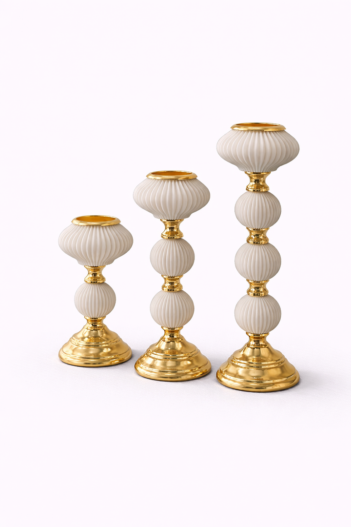 Ivory Grandeur Candle Holder Set