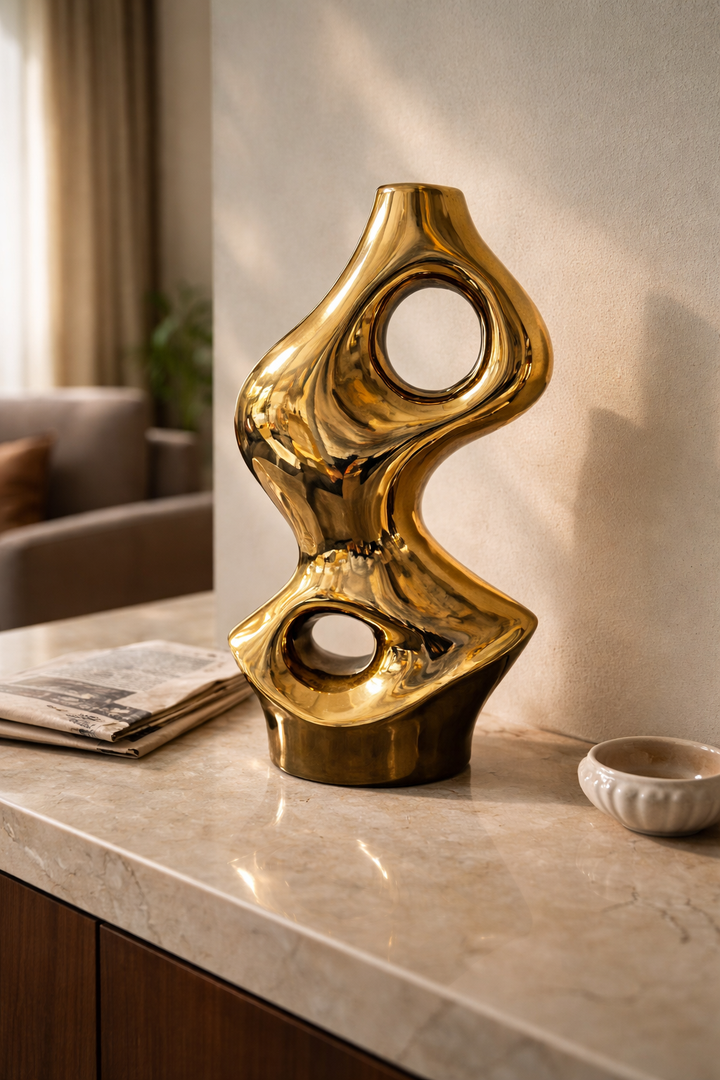 Orion Abstract Gold Ceramic Vase