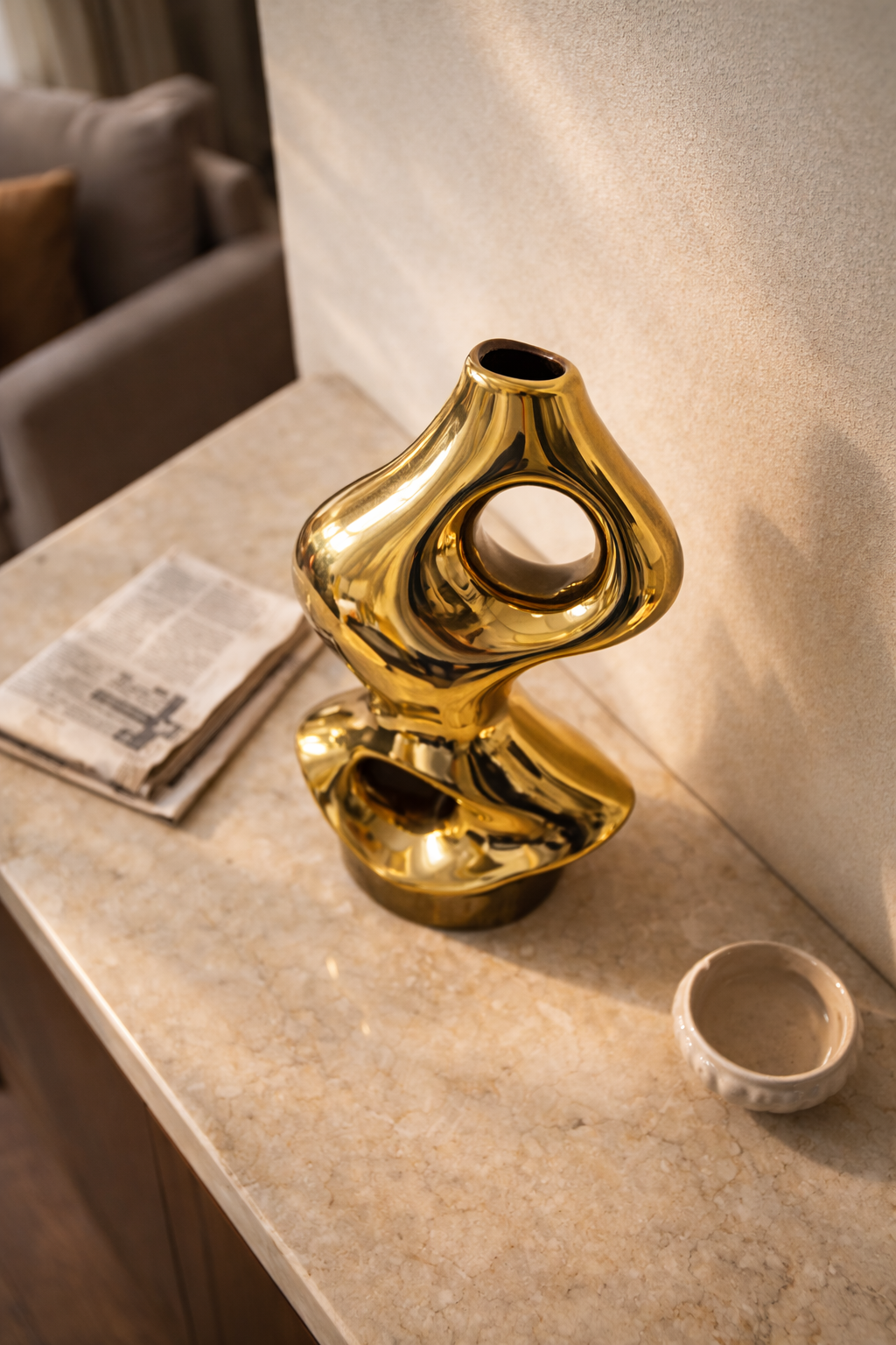 Orion Abstract Gold Ceramic Vase
