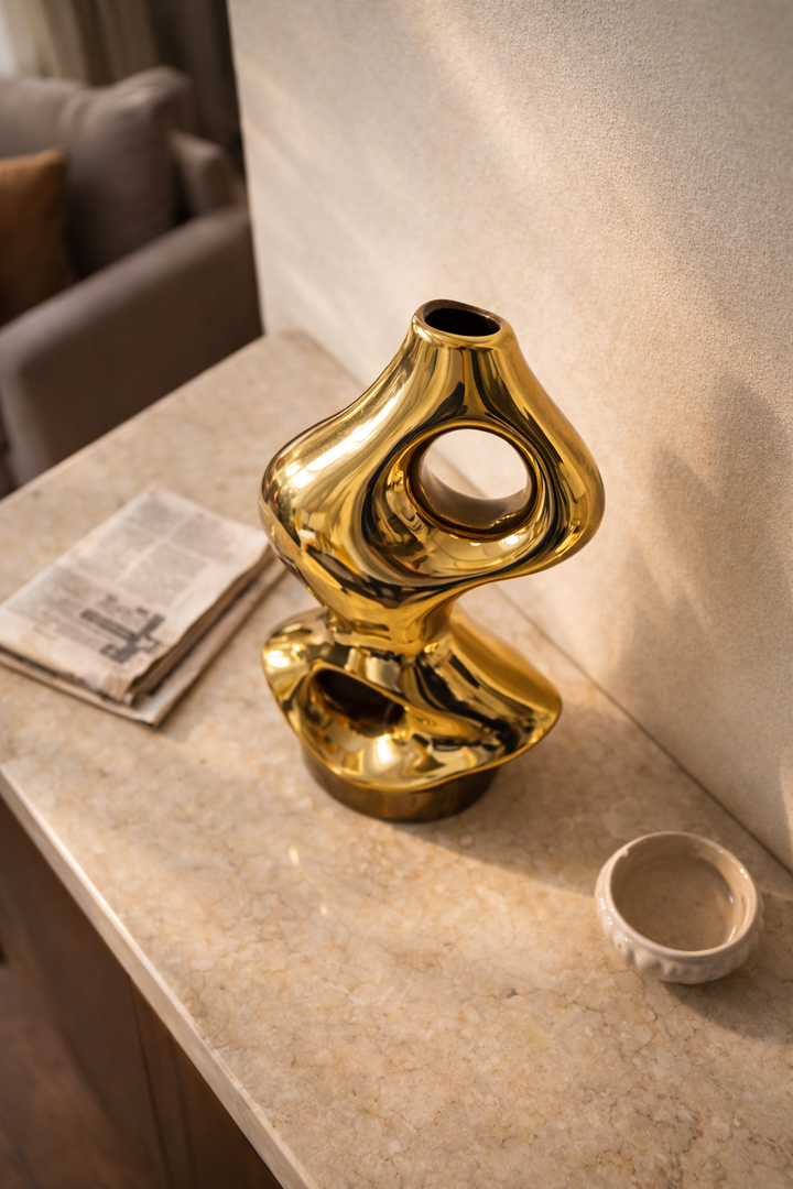 Orion Abstract Gold Ceramic Vase