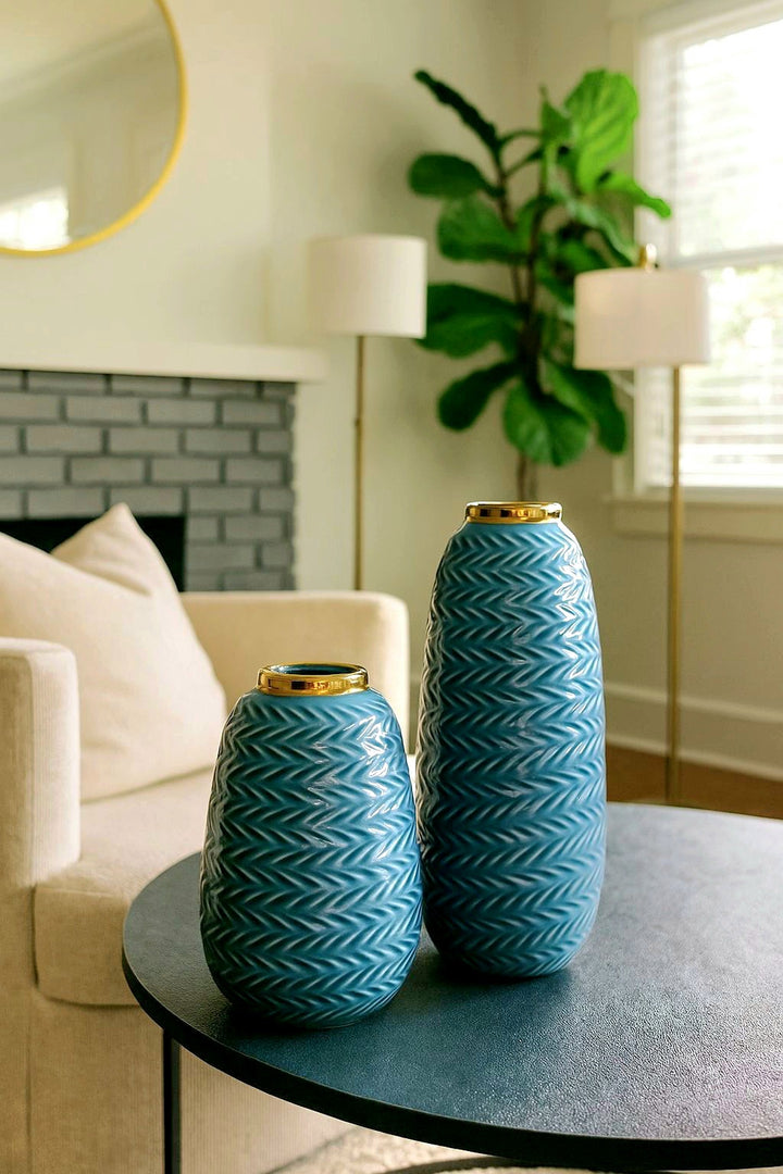 Bluewave Elegance Duo Vase Set