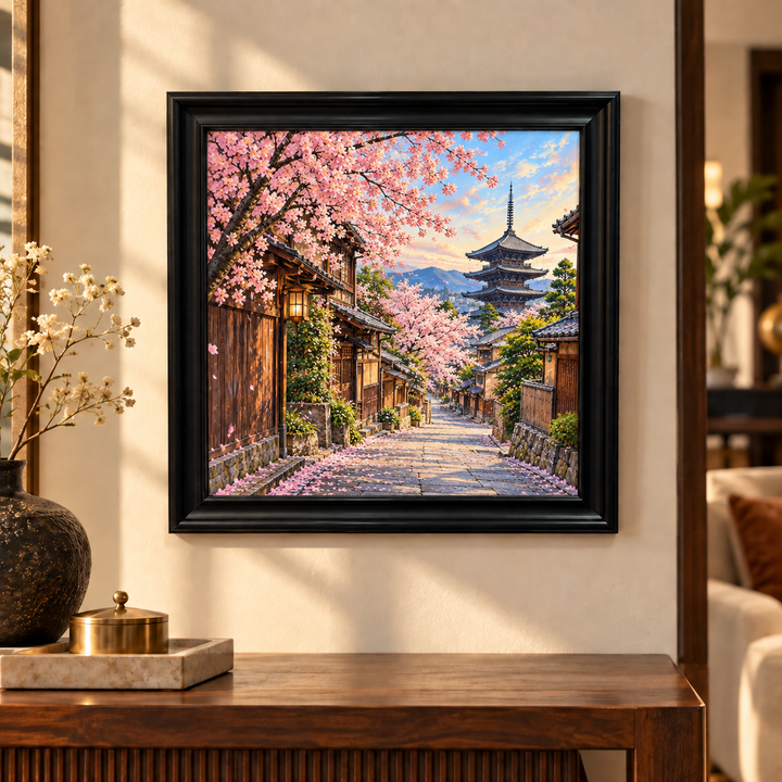 Kyoto Street with Cherry Blossoms Wall Art