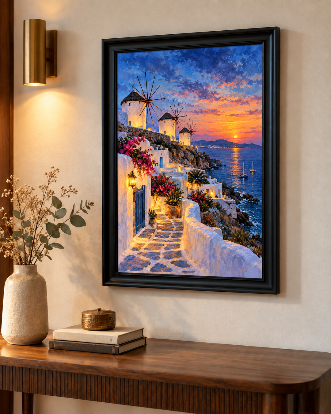 Mykonos Windmills at Dusk Wall Art