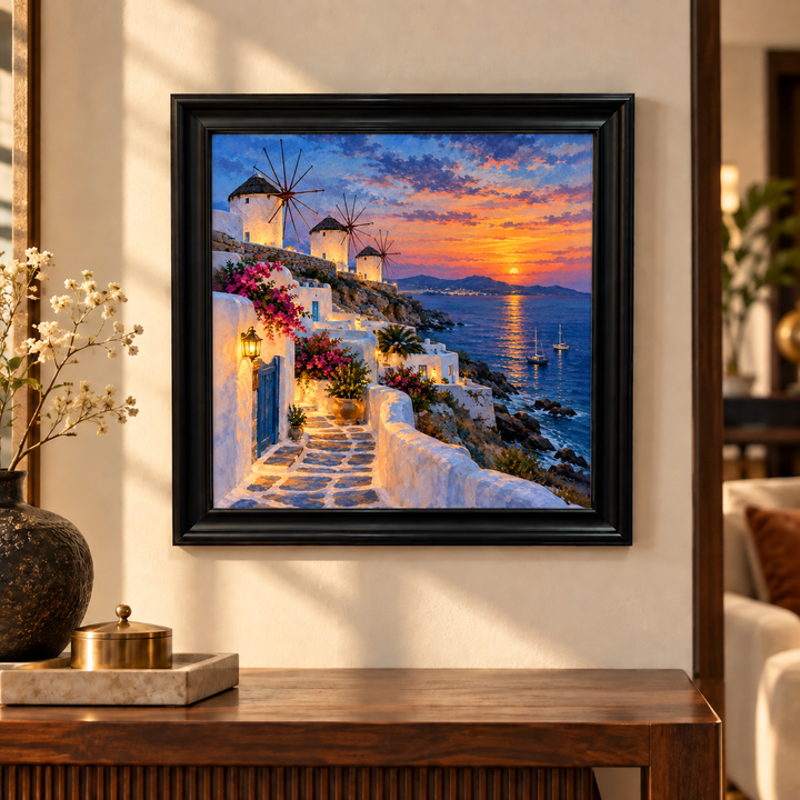 Mykonos Windmills at Dusk Wall Art