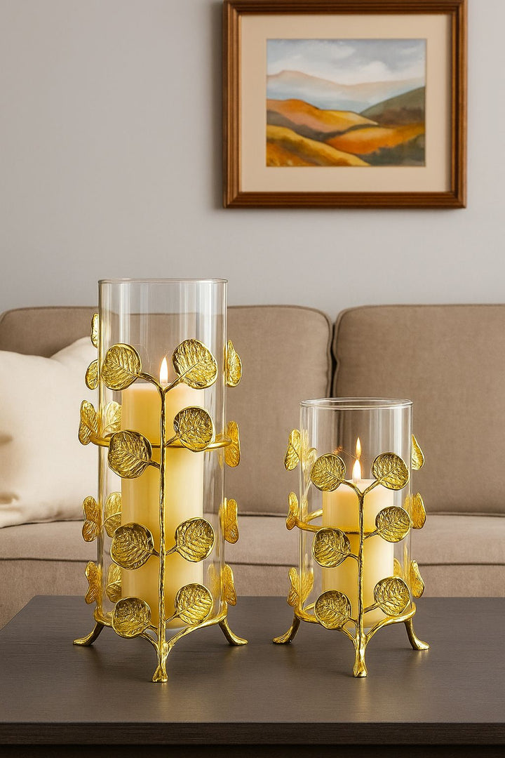 Gilded Petals Candle Stand Set