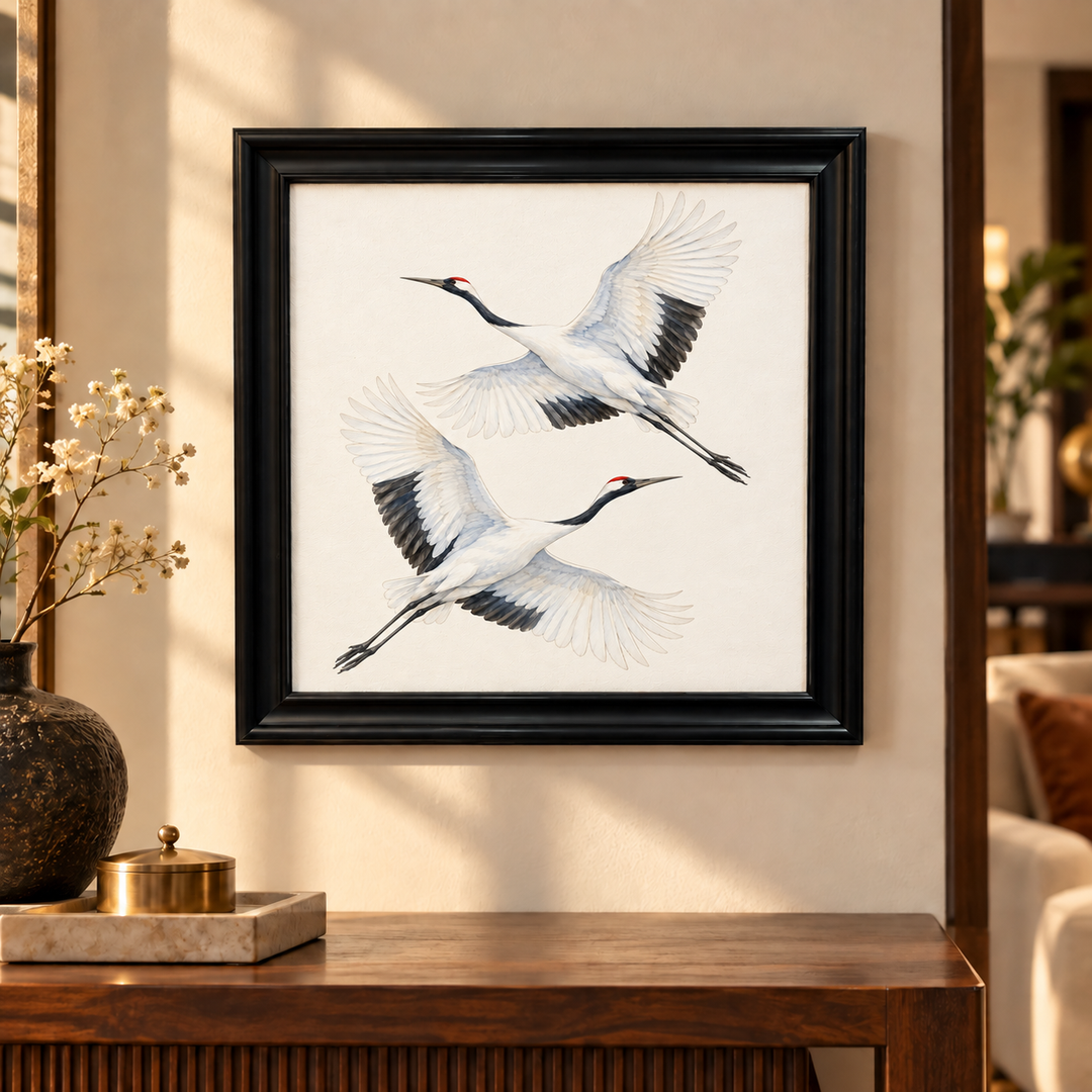 Pair of Cranes in Flight Wall Art