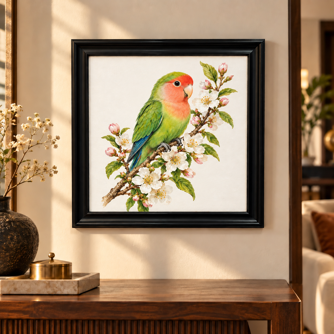 Peach-Faced Lovebird with Blossoms Wall Art