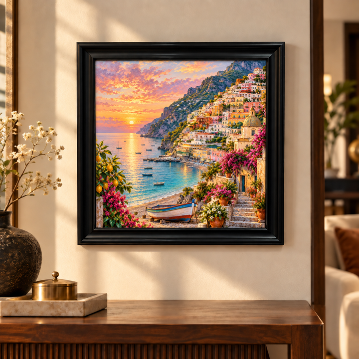 Positano Cliffside Sunset Wall Art