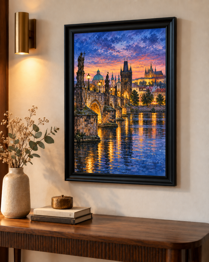 Prague Old Town Bridge at Dusk Wall Art