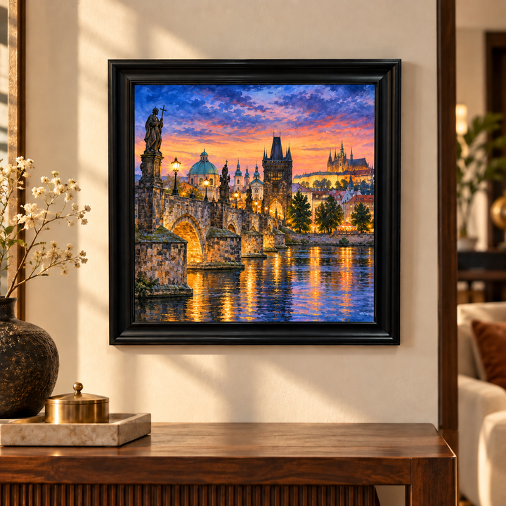 Prague Old Town Bridge at Dusk Wall Art