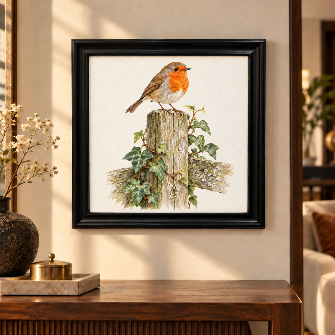 Robin on a Garden Fence Wall Art