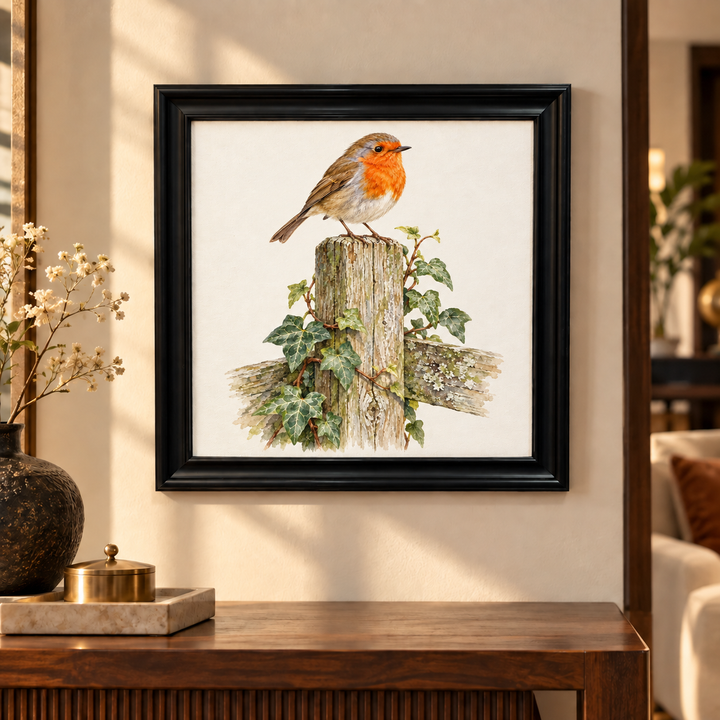 Robin on a Garden Fence Wall Art