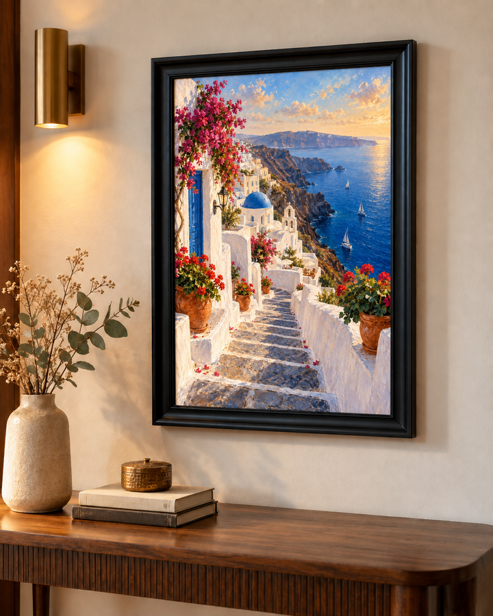 Santorini Caldera Stairway Wall Art