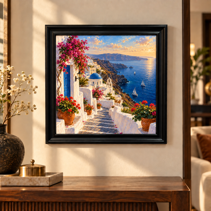 Santorini Caldera Stairway Wall Art